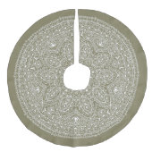 ホワイトレースビクトリアンはクリスマスツリースカートを見る フェイクリネンツリースカート (正面)