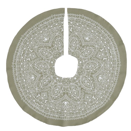 ホワイトレースビクトリアンはクリスマスツリースカートを見る フェイクリネンツリースカート (正面)