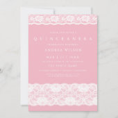 ホワイトレースピエレガントンクキンセアニェラパーティー招待状 招待状 (正面)