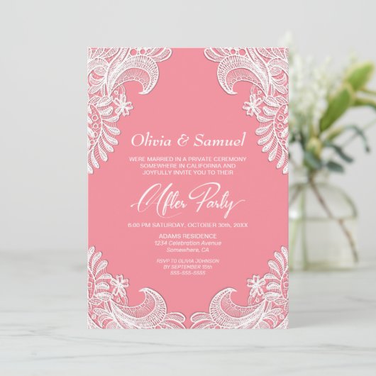 ホワイトレースピカスタムンクの写真の後結婚のパーティー 招待状 (スタンド正面)
