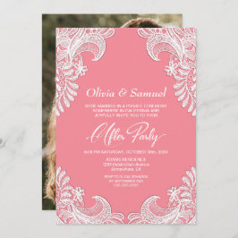 ホワイトレースピカスタムンクの写真の後結婚のパーティー 招待状