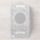 ホワイトレースフィリグリーペイズリーヘナウェディングRSVP オールインワン招待状 (外側)