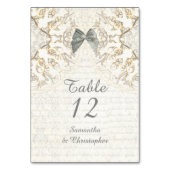 ホワイトレースフィリグリーヴィンテージ結婚パーチメント テーブルナンバー (裏面)