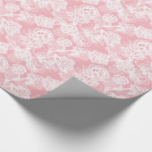 ホワイトレースフランスのオンバラピンク ラッピングペーパー (角)