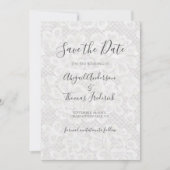 ホワイトレースフローラスクリプトQRコード日付の保存 セーブザデート (正面)