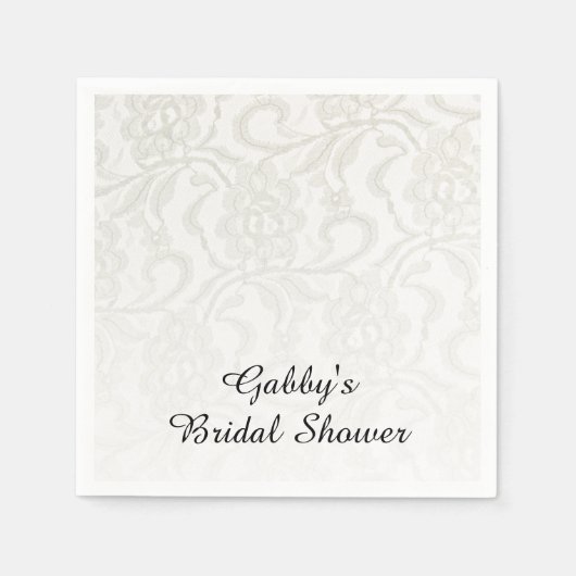 ホワイトレースブライダルシャワー スタンダードカクテルナプキン (正面)