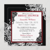 ホワイトレースブラックモダンゴシックブライダルシャワー 招待状 (正面/裏面)