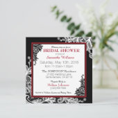 ホワイトレースブラックモダンゴシックブライダルシャワー 招待状 (スタンド正面)