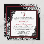 ホワイトレースブラックモダンゴシック結婚式招待状 招待状 (正面/裏面)