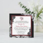 ホワイトレースブラックモダンゴシック結婚式招待状 招待状 (スタンド正面)