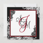 ホワイトレースブラックモダンゴシック結婚式招待状 招待状 (裏面)