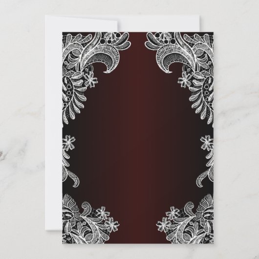 ホワイトレースブルグンディ結婚ズのパーティー 招待状 (裏面)