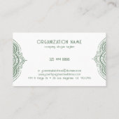 ホワイトレースペイズリーマンダラオンオリーブグリーンビジネス 名刺 (裏面)