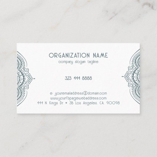 ホワイトレースペイズリーマンダラオンブルーグレー 名刺 (裏面)