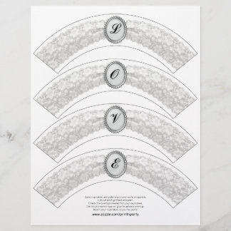 ホワイトレースモノグラムカップケーキラッパー