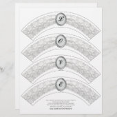 ホワイトレースモノグラムカップケーキラッパー (正面/裏面)