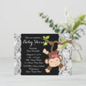 ホワイトレースモンキーベビーガールシャワー 招待状 (スタンド正面)