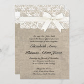 ホワイトレースルックバ素朴ラップ結婚式招待状 招待状 (正面/裏面)
