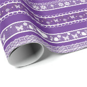 ホワイトレースロマンチックなレースのデコーエレガントルパープル ラッピングペーパー (ロールコーナー)
