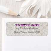 ホワイトレースヴィンテージウェディングリネンパープル ラベル (インサイチュ)