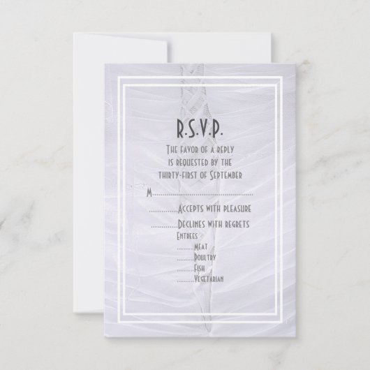 ホワイトレース伝統的ドレ結婚ス 出欠カード (正面)