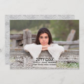 ホワイトレース写真の卒業発表 案内状 (正面/裏面)