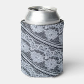 ホワイトレース生地のテクスチャ背景 缶クーラー (缶正面)