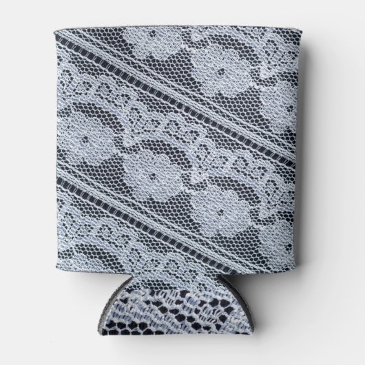 ホワイトレース生地のテクスチャ背景 缶クーラー (正面)