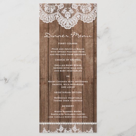 ホワイトレース素朴とウッドスリムディナーメニュー メニュー (正面)