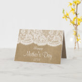 ホワイトレース素朴オンクラフトハッピーマザーズデイ カード (黄色い花)