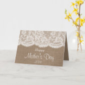 ホワイトレース素朴オンバーラップハッピーマザーズデー カード (黄色い花)