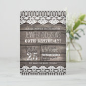 ホワイトレース素朴ブラウンウッド大人10代の誕生日 招待状 (スタンド正面)