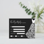 ホワイトレース結婚のドレス 出欠カード (スタンド正面)