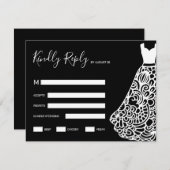 ホワイトレース結婚のドレス 出欠カード (正面/裏面)