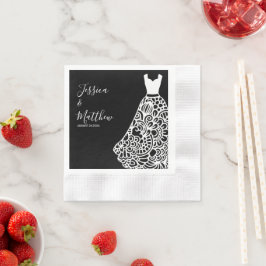 ホワイトレース結婚のドレス 縁ありカクテルナプキン