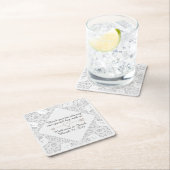 ホワイトレース結婚の感謝お願い紙コースター スクエアペーパーコースター (インサイチュ)