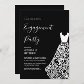 ホワイトレース結婚ズドレス婚約 招待状 (正面/裏面)