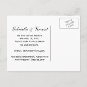 ホワイトレース結婚式の日付を保存 案内ポストカード (裏面)