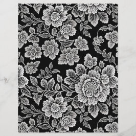 ホワイトレース花模様オンブラック