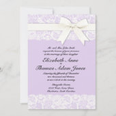 ホワイトレース薄紫パープル結婚式招待状 招待状 (正面)