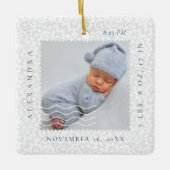 ホワイトレース郵便切手フォトフレーム誕生 セラミックオーナメント (正面)