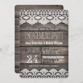 ホワイトレース&ウッド素朴婚約パーティ 招待状 (正面/裏面)