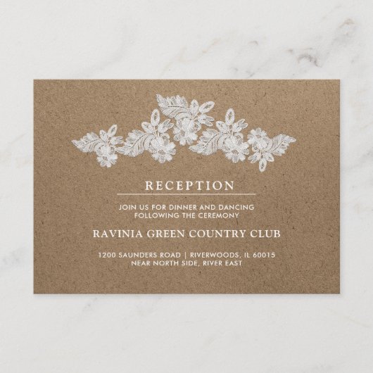 ホワイトレース | クラフトウェディングレセプションカード エンクロージャーカード (正面)