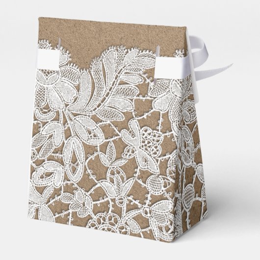 ホワイトレース |クラフト紙ブライダルシャワーお気に入りボックス フェイバーボックス (裏面サイド)