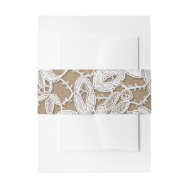 ホワイトレース |クラフト紙結婚ズ  招待状ベリーバンド