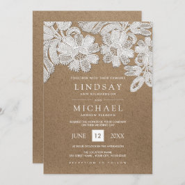 ホワイトレース |クラフト紙結婚式招待状 招待状