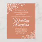 ホワイトレース&コーラルバジェットウェディングレセプション招待状 (正面)