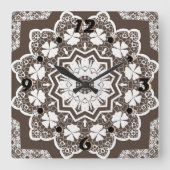 ホワイトレース スクエア壁時計 (正面)