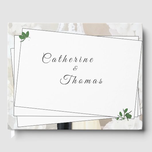 ホワイトレース&バラ葉ズゲストブック ゲストブック (正面)