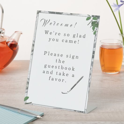 ホワイトレース&バラ葉ズ 台座サイン (インサイチュ)